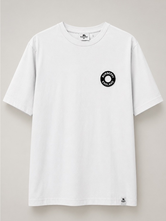 Burberry Tops - Burberry White Short Sleeve Tee with Black Circular Logo